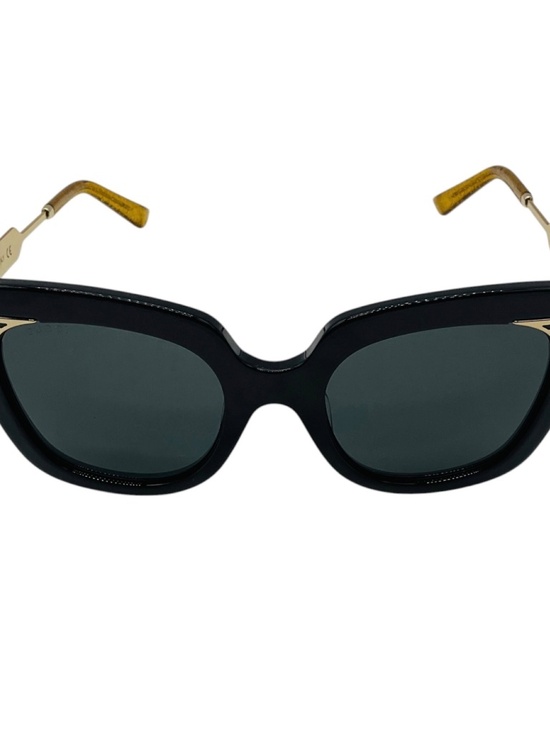 GUCCI BLACK / GOLD / RED / GREEN WEB DETAIL GG LOGO OVERSIZED ACETATE AND METAL
